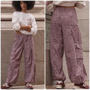 Daily Practice by Anthropologie Base Jump Parachute Pants in Floral Print Sz L